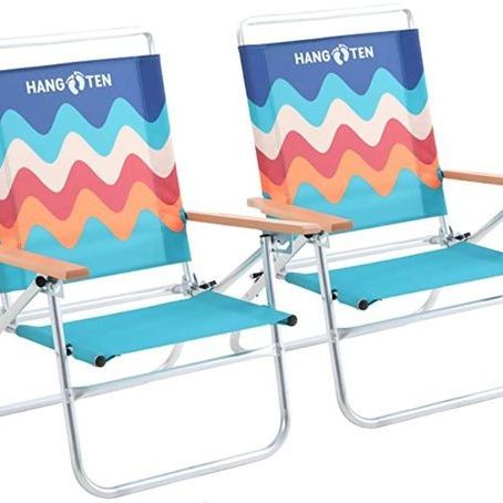 (2-Pack) Lightweight Backpack Beach Chair Portable Arm Chairs, Supports 250 LBS