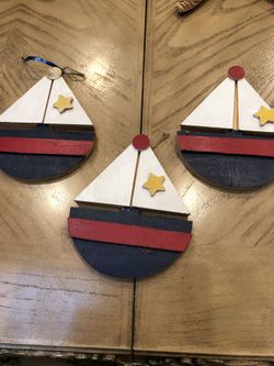 Wooden sail boats nautical decor