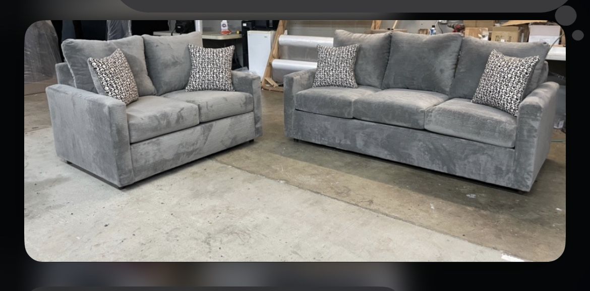 Brand New Comfy Fabric Sofa Loveseat Set