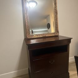 Wooden Dresser And Mirror