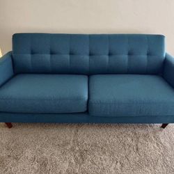 Teal Mid Century Modern Queen Sleeper Sofa