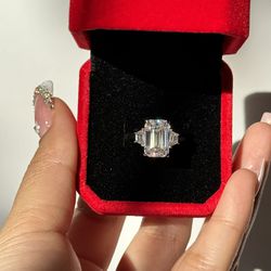 5.5Cttw Emerald cut GRA Moissanite Certified engagement ring size 5.5