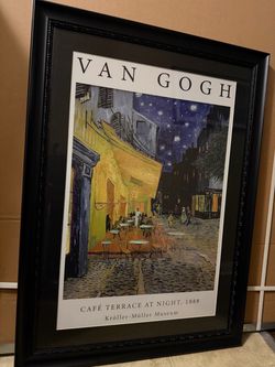 Van Gogh “Café Terrace at Night” Framed Wall Art – 22” × 30”