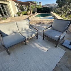 Restoration Hardware Outdoor Loveseat And Lounge Chair