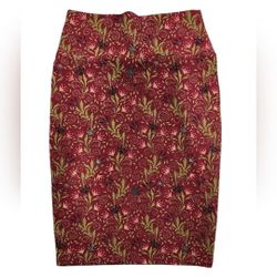 LulaRoe Size XS Maroon Green Cassie Pencil Skirt New
