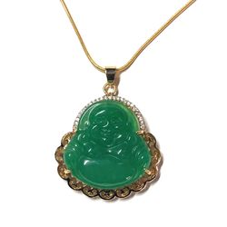 Jade jadeite bing happy Buddha luck smooth pendant necklace religious true pray