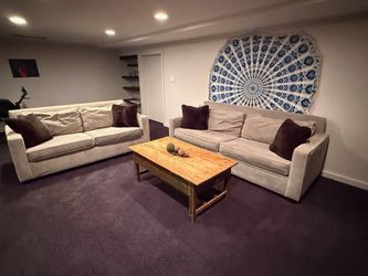 Comfortable taupe microfiber couch
