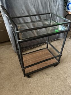 Negotiable, Rolling, Modern , Glass, Black Serving, Cart, Bar Cart, Wine