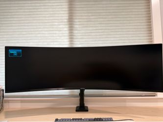 Samsung 49" CHG90 QLED Curved Gaming Monitor (C49HG90DMN) w/ articulating desk arm