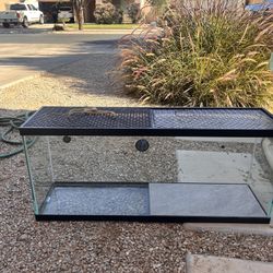 Reptile Tank 21”H x 48”L x 13”D And Heat Lamp 