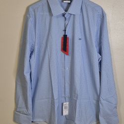 NEW Reebok Slim Fit Dress Shirt - Blue Check XL