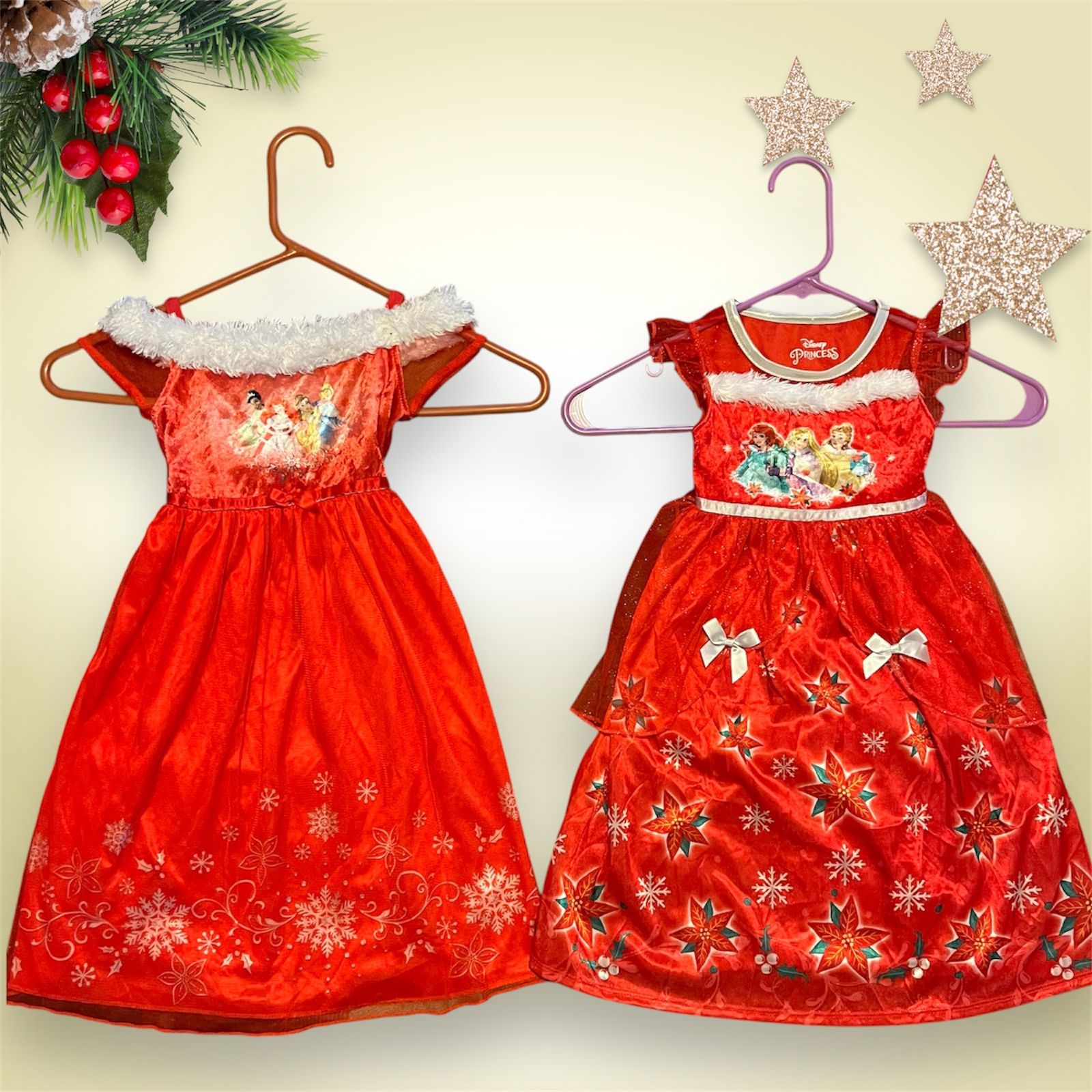 Two Christmas Disney princess night gowns dress size 2T