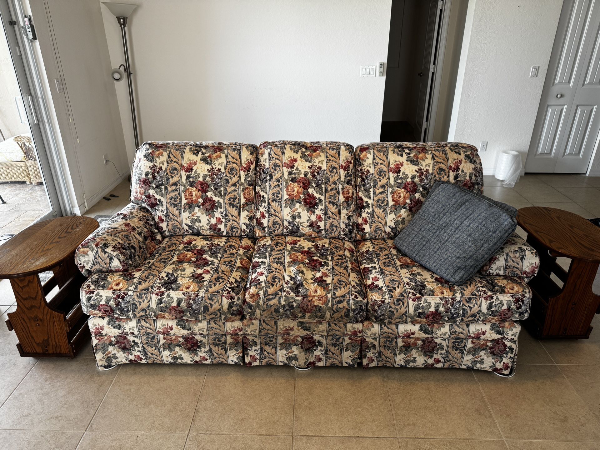 FREE SOFA COUCH with 2 Wood End Tables (real Wood)