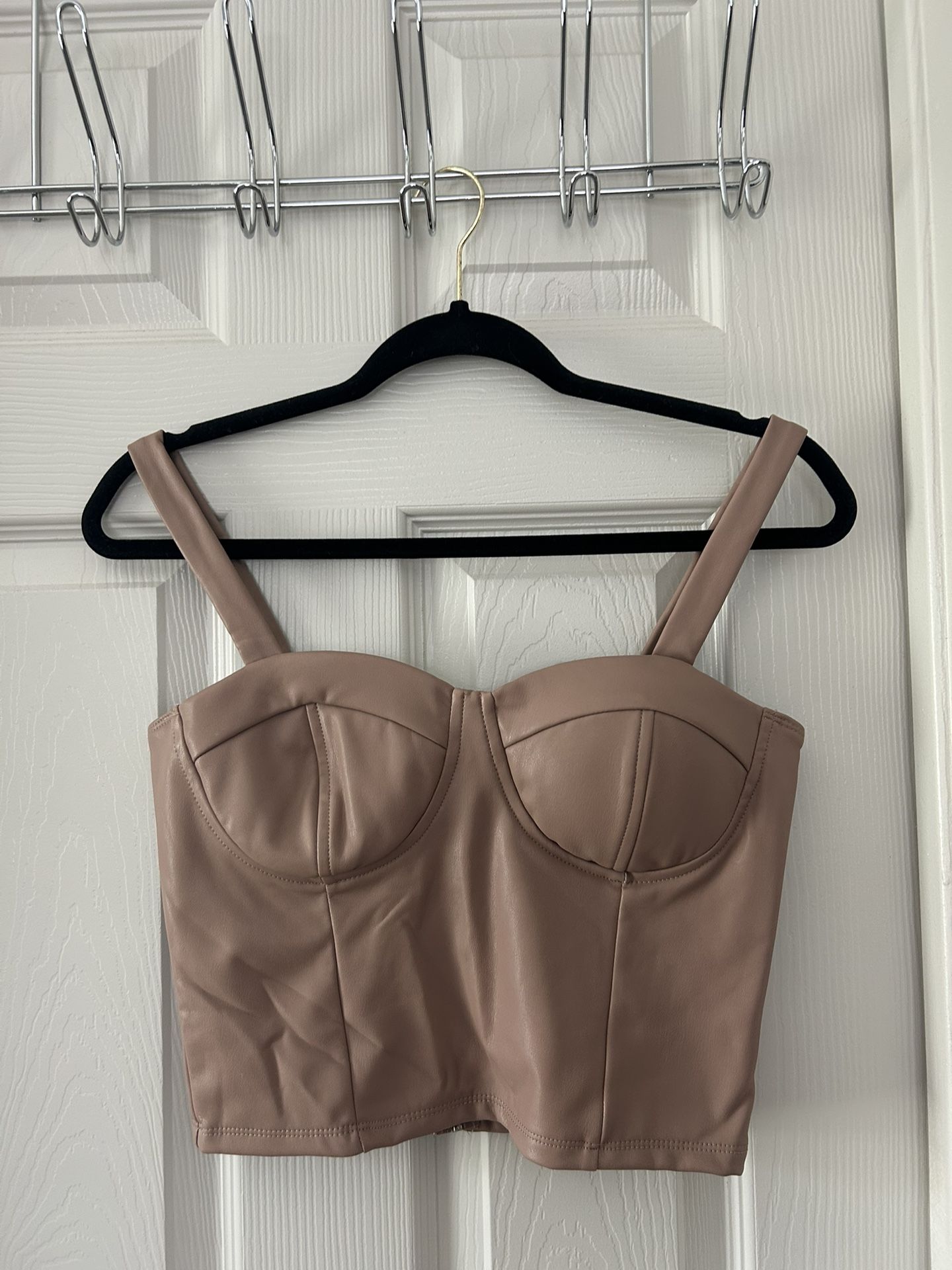 Faux Leather Top- Size Small