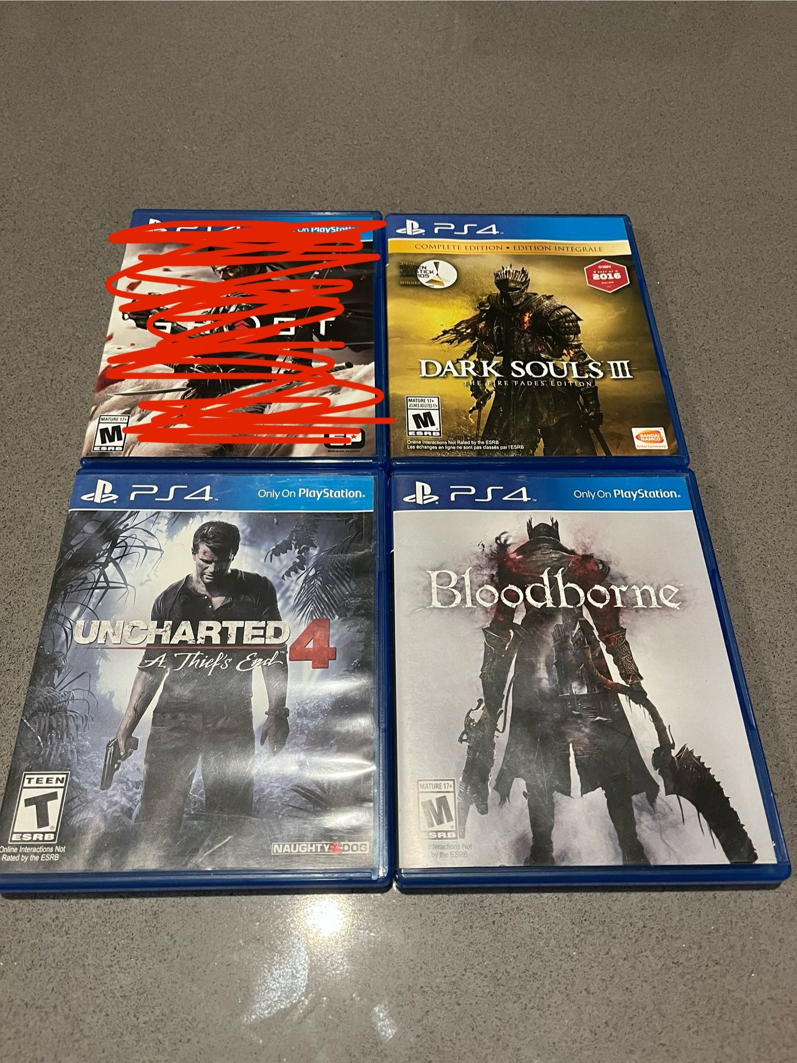 PS4 Games Lot – Bloodborne, Dark Souls III, Uncharted 4