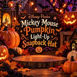 🎃 Disney Parks Mickey Mouse Pumpkin Light-Up Snapback Hat – 2019