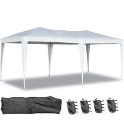 Pop Up Canopy Tent,10x20 ft Outdoor Commercial Instant Portable Party Gazebo Heavy Duty Beach Tent Sun Shelter with 4 Sand Bags,Bonus,Carry Bag,White