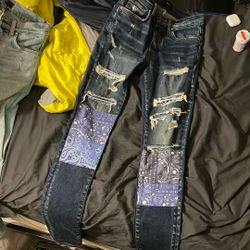 Amiri Bandana Jeans Blue