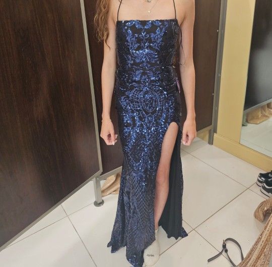 Prom Dress Navy Blue And Black