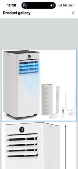 8000BTU Portable AC, 4-in-1 350 Sq. Ft, Quiet for rooms Quiet 8000BTU AC cools 350sq.ft, 4-in-1 cool/fan/dry/sleep, remote, timer, LED, window kit, fo