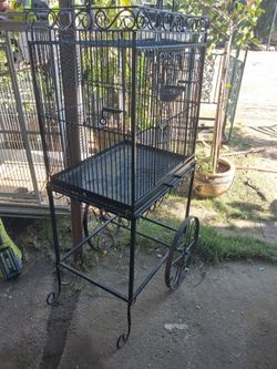 Vintage circus cage on wheels