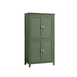 Bathroom Floor Cabinet, with 4 Doors, Forest Green Freestanding Bathroom Storage Unit, Adjustable Shelf,23.6 x 11.8 x 43.3 Inches, HELAN Collection UB