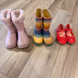 Girls Snow Boots Rain Boots Strap Shoes