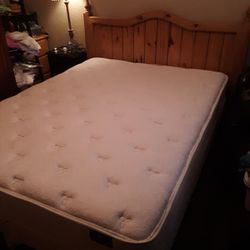 Queen Size Bed Mattress Box Spring Headboard And Metal Bed Frame 
