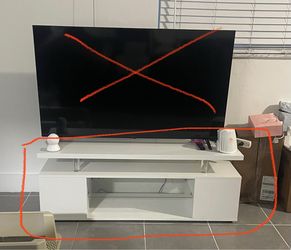 White TV Stand with Storage Shelves