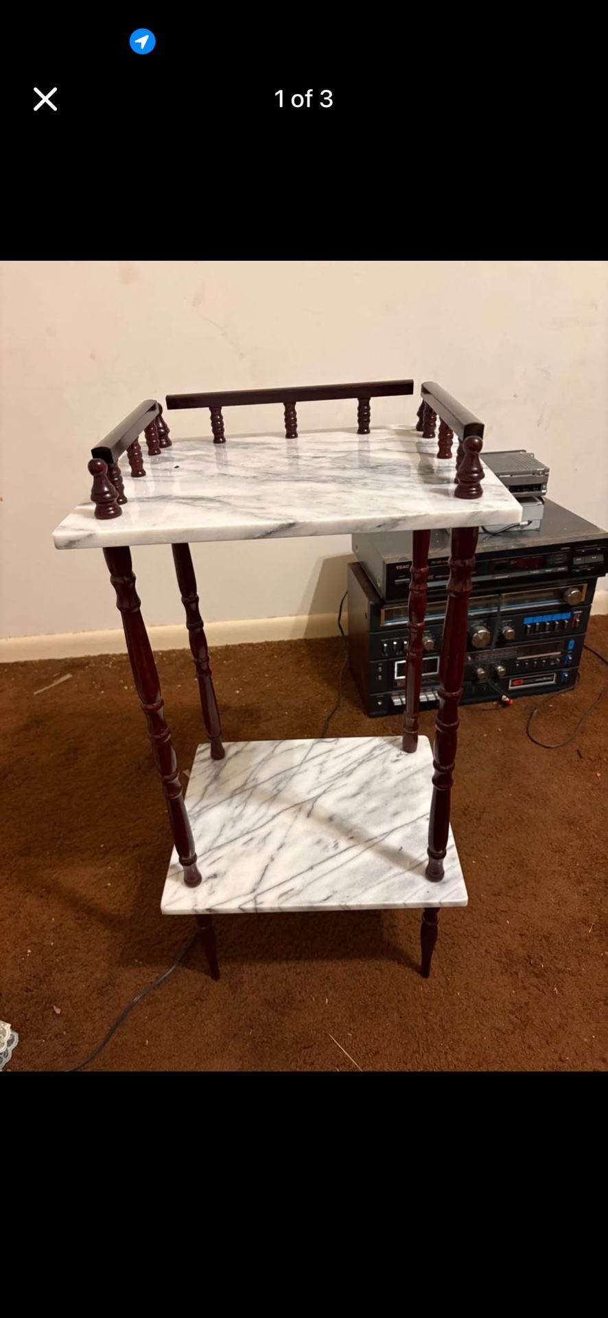 ✨ Vintage Marble-Top 2-Tier Accent Table✨