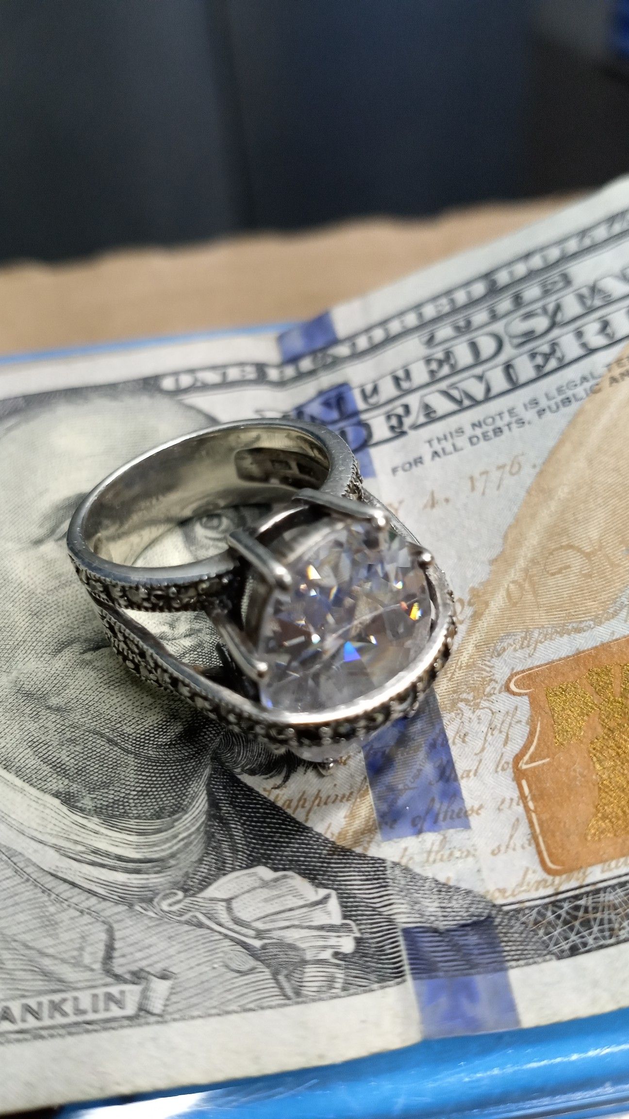 Real silver 925 engagement ring Italy