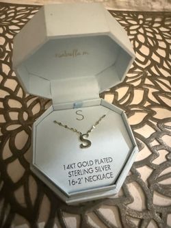 Isabella M 'S' Initial Necklace 14KT Gold Plated