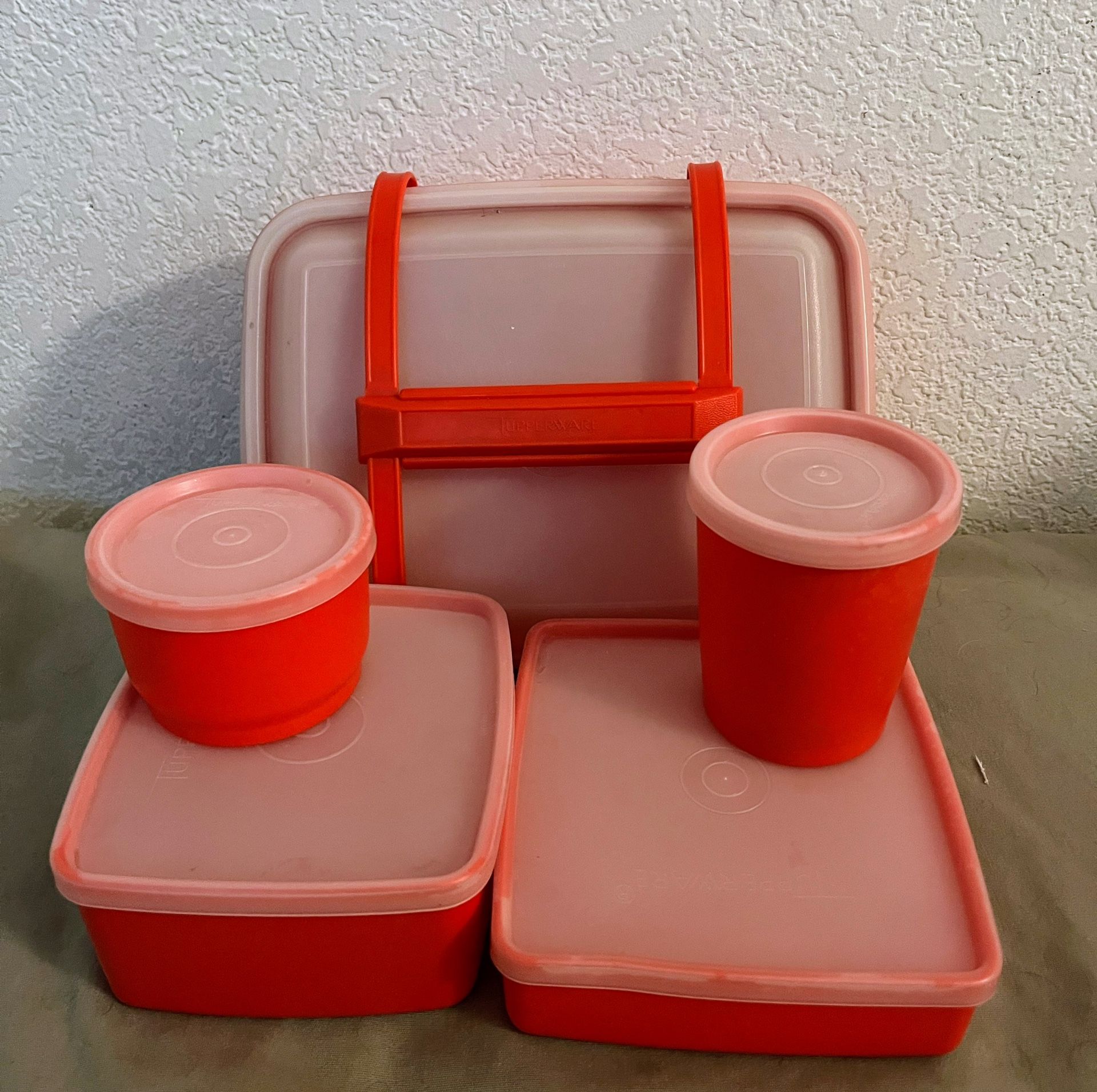 Tupperware Orange Pak N Carry Lunch Box Set Vintage