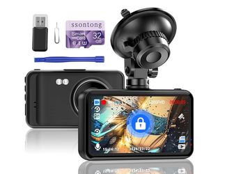 Dash Cam, Dash Camera for Cars 1080P FHD Dashcam DVR Car Camera Dash Cam Front W/ 32GB Card,Night Vision,170°Wide Angle 3”IPS