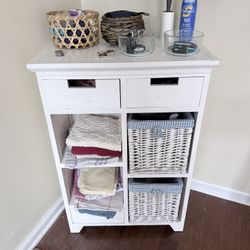 White Wooden Cabinet with Baskets