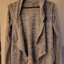 Athleta Blissful Wrap Hooded Open Front Cardigan - Heathered Gray- Size XS