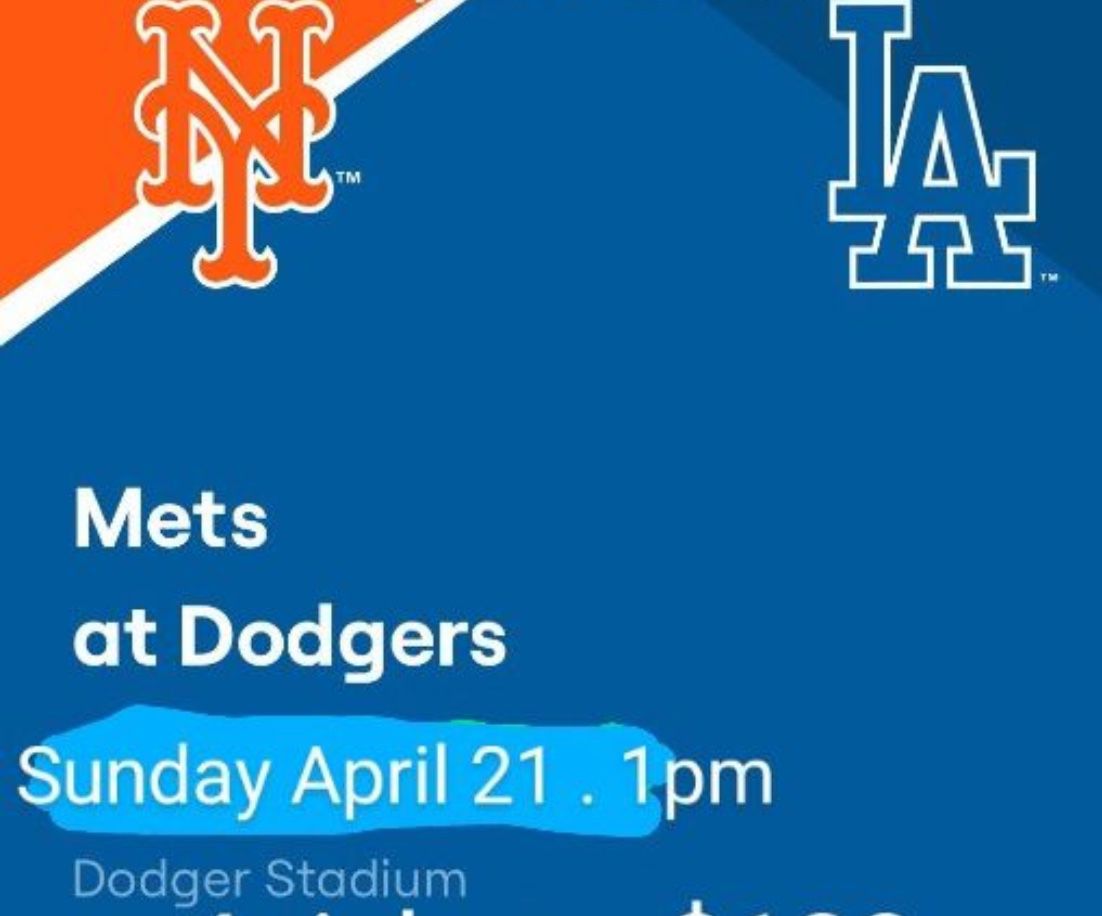 Dodgers vs Mets Parking Pass