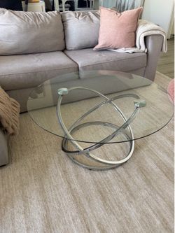 Modern Round Glass Coffee Table – Chrome Base