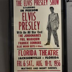 Elvis Presley 1956 Framed Concert Poster The King Jacksonville 
