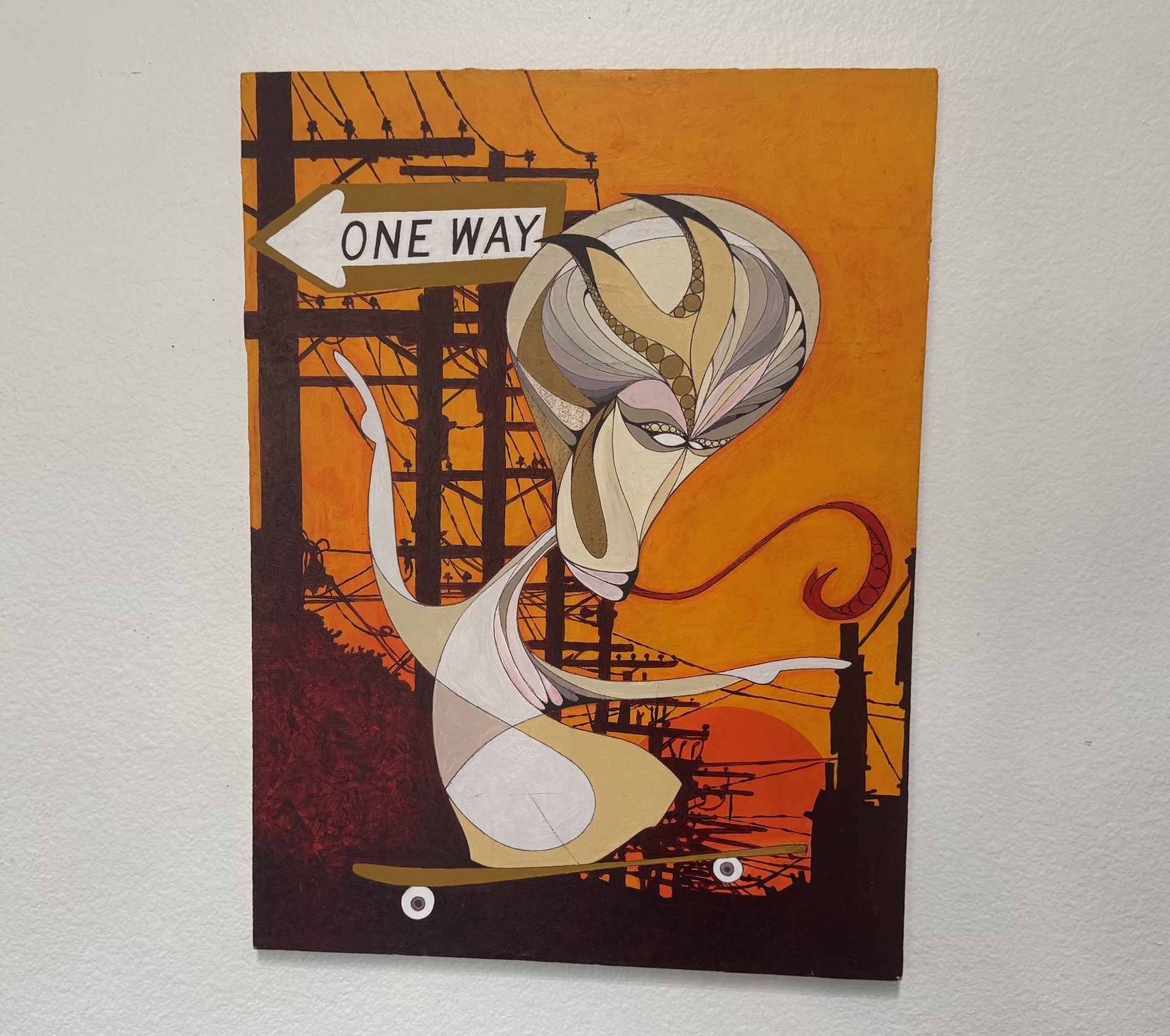 One Way, Acrylic & Pen On Canvas (Original By German Artist)