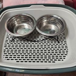 Cat Litter Box And Bowls 