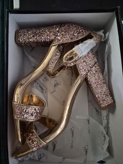 NEW ROSE GOLD GLITTER AL- ROMANIA WOMEN'S HEELS!