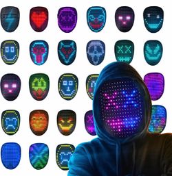 Led Mask Light Up Mask With Gesture Sensing, Kids Toys Gifts for Men Boys Cool Face Transforming Glowing Mask, Ideal Teen Boys Gifts for Halloween Chr
