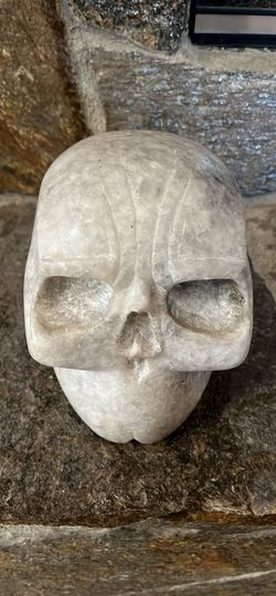 15 lb Hand-Carved Crystalline Marble Skull
