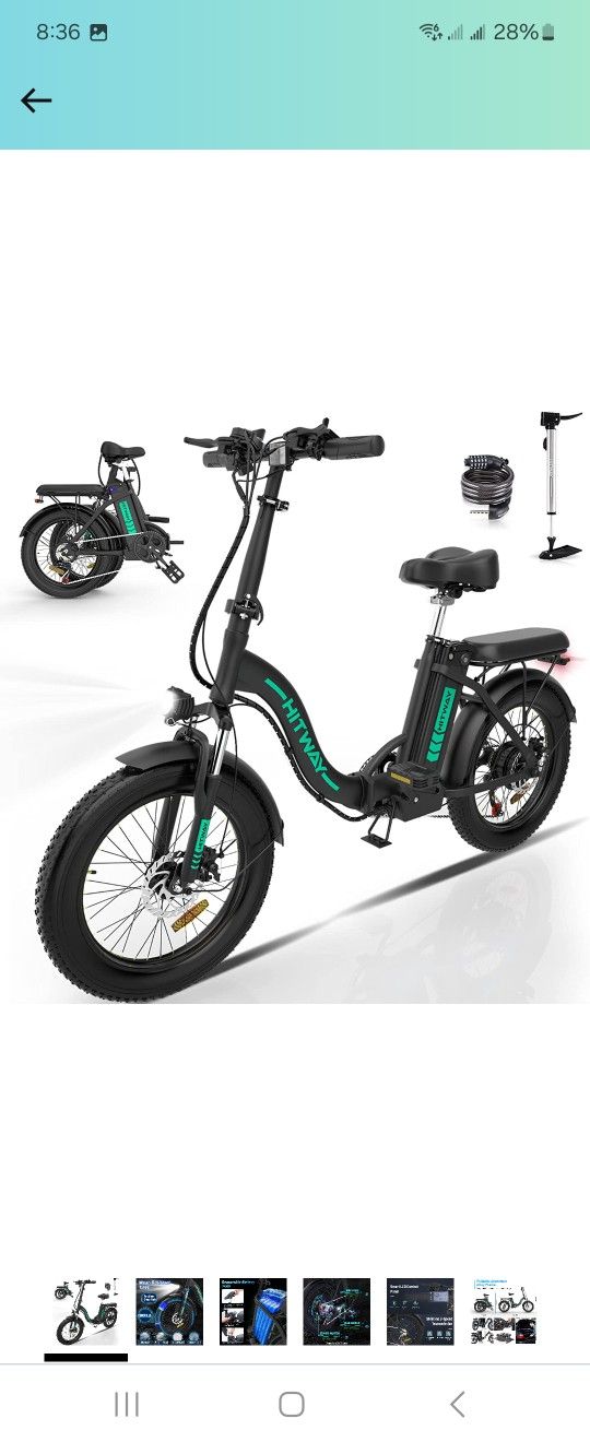 HITWAY Electric Bike for Adults, 20" Fat Tire E Bike 750W 20MPH Removable Folding Electric Bike, 48V/14Ah Battery 55-120KM, Mountain Bike Snow Beach B