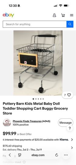 Pottery Barn Grocery Cart and Basket