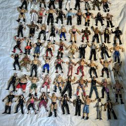 WWE/WWF action figures lot (97) Used As Is condition with accessories, different eras