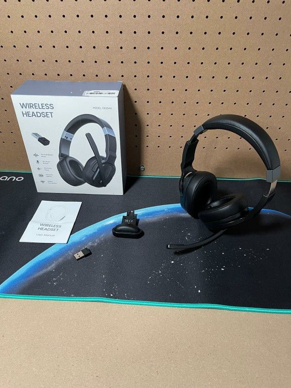 New Trucker Bluetooth Headset W/ Dongle, Wireless Headsets W/ Noise Cancelling Microphone, 50+Hrs HD Talktime Bluetooth Headphones W/ Detachable Earpa