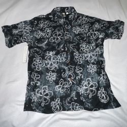 Waterworx Hawaiian Shirt Button Black Men Small New A023