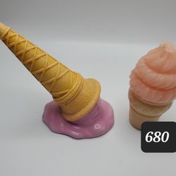 Ice Cream Candle And Ceramic Spilled Ice Cream Cone